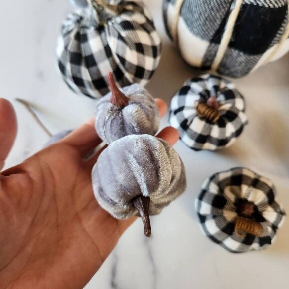 Fall Autumn pumpkin patch bundle cloth black white plaid gray velvet - Picture 6 of 6